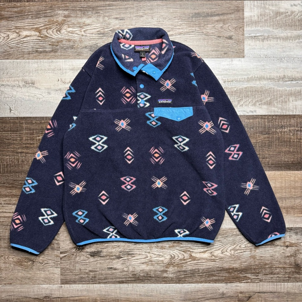Patagonia Lightweight Synchilla Snap-T Fleece Pullover Space Spirits Navy Medium